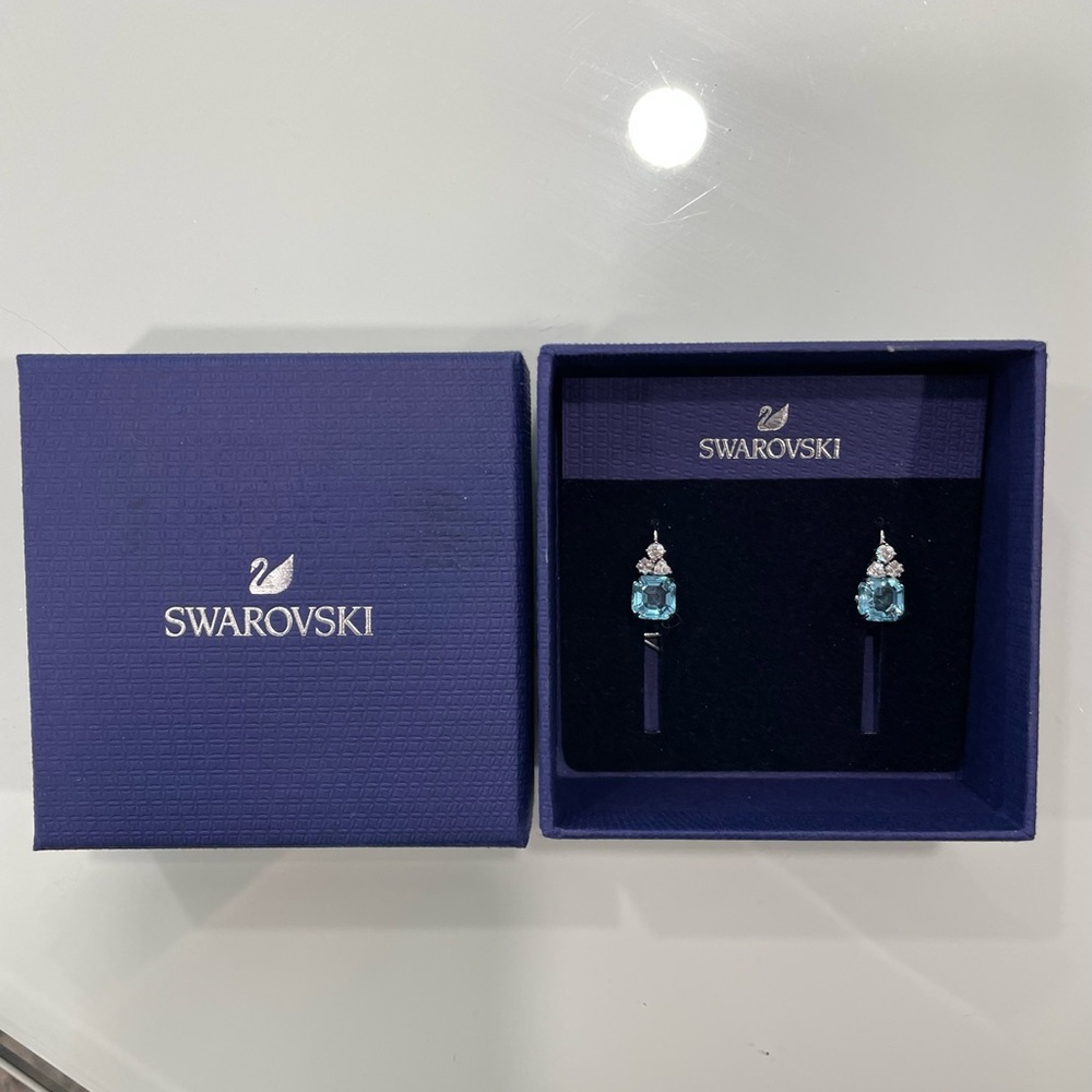 Swarovski Aquamarine Crystal Drop Earrings